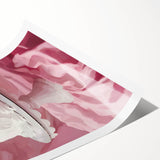 Extra large wall art featuring line art flowers in soft pastel shades on a rolled print, ideal for large living room decor.