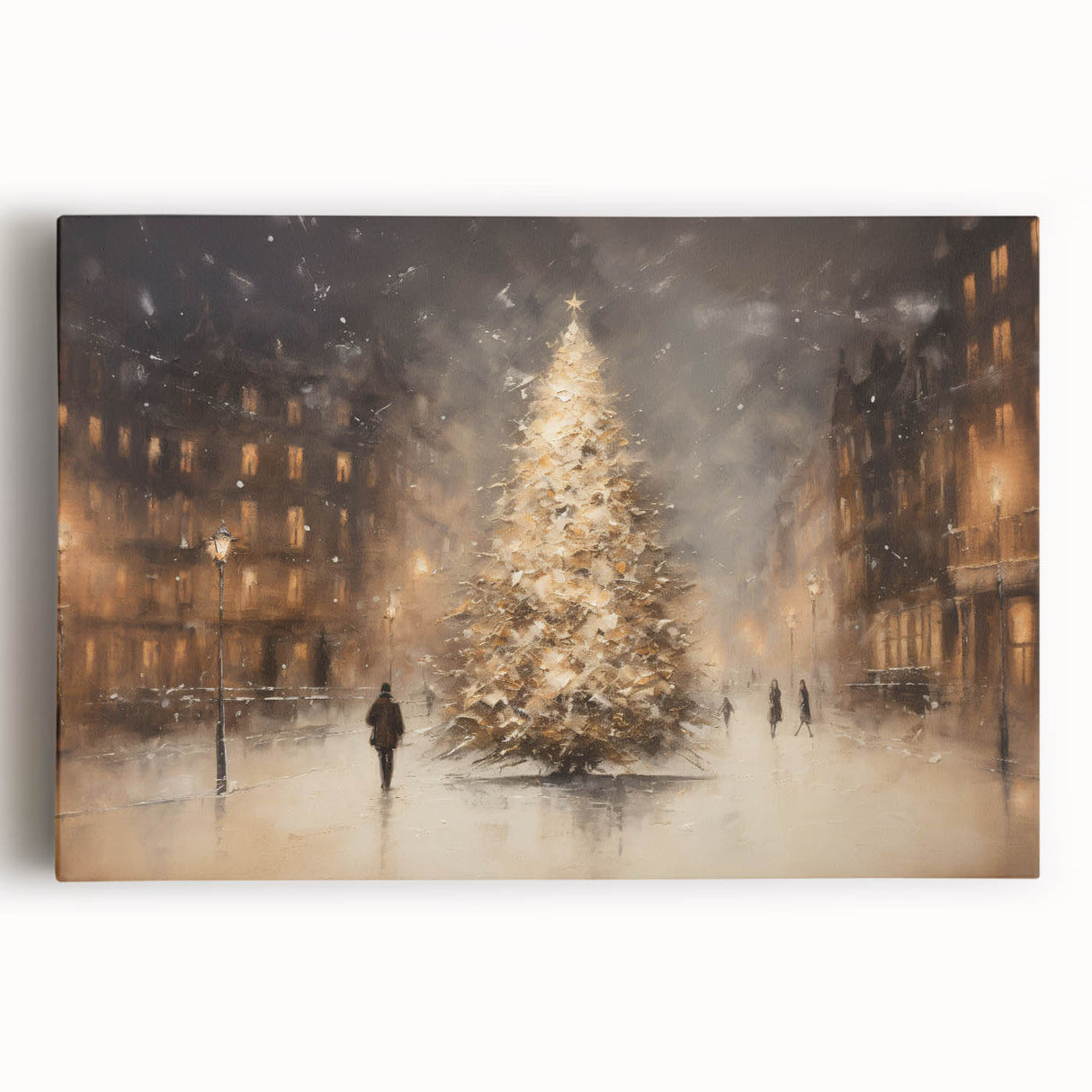 Glowing Christmas Tree in the City – Christmas Wall Hangings