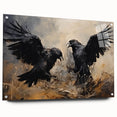 Ravens in Battle Halloween Wall Art - Gothic Oil Painting Decor