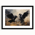 Ravens in Battle Halloween Wall Art - Gothic Oil Painting Decor