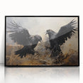 Ravens in Battle Halloween Wall Art - Gothic Oil Painting Decor