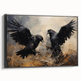 Ravens in Battle Halloween Wall Art - Gothic Oil Painting Decor