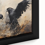 Ravens in Battle Halloween Wall Art - Gothic Oil Painting Decor