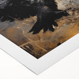 Ravens in Battle Halloween Wall Art - Gothic Oil Painting Decor