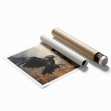 Ravens in Battle Halloween Wall Art - Gothic Oil Painting Decor