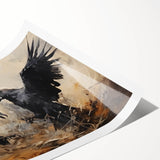 Ravens in Battle Halloween Wall Art - Gothic Oil Painting Decor