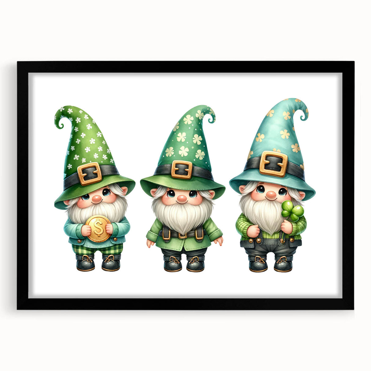 St. Patrick’s Day Gnome Trio - Irish Leprechaun Wall Art