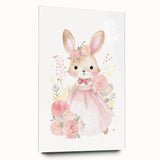 Floral Princess Bunny Girls Room Wall Art – Nursery Print
