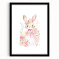 Floral Princess Bunny Girls Room Wall Art – Nursery Print