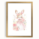 Floral Princess Bunny Girls Room Wall Art – Nursery Print