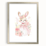 Floral Princess Bunny Girls Room Wall Art – Nursery Print
