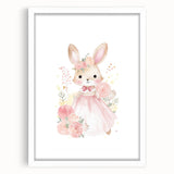 Floral Princess Bunny Girls Room Wall Art – Nursery Print