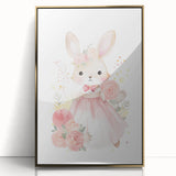 Floral Princess Bunny Girls Room Wall Art – Nursery Print