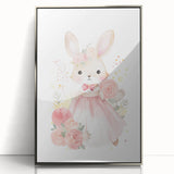 Floral Princess Bunny Girls Room Wall Art – Nursery Print