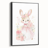 Floral Princess Bunny Girls Room Wall Art – Nursery Print