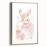 Floral Princess Bunny Girls Room Wall Art – Nursery Print