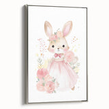 Floral Princess Bunny Girls Room Wall Art – Nursery Print