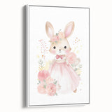 Floral Princess Bunny Girls Room Wall Art – Nursery Print