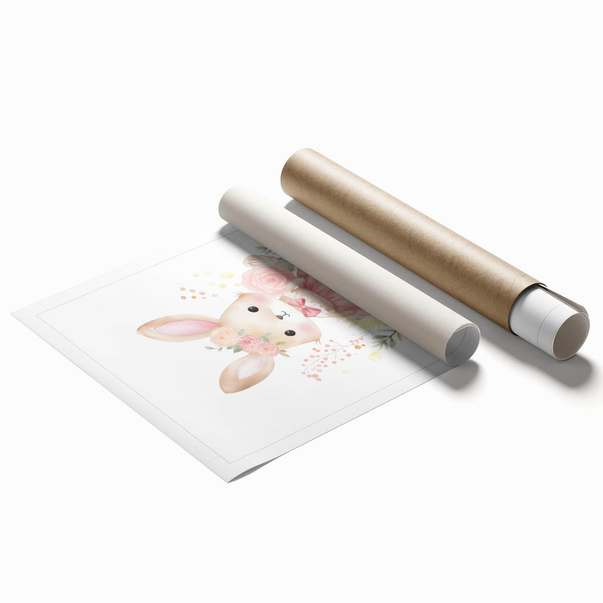 Floral Princess Bunny Girls Room Wall Art – Nursery Print