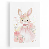 Floral Princess Bunny Girls Room Wall Art – Nursery Print