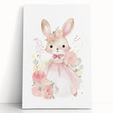Floral Princess Bunny Girls Room Wall Art – Nursery Print