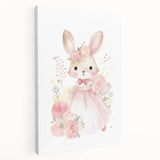 Floral Princess Bunny Girls Room Wall Art – Nursery Print