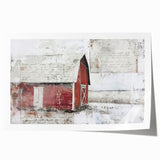 Landscape barn wall art print showcasing a rustic scene with a vibrant sunset, rolled and packaged for easy display. Perfect for enhancing home decor.
