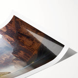 Landscape canyon print on rolled canvas, showcasing vibrant sunset hues and rugged rock formations. Ideal for home decor, adding a touch of natural beauty.