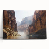 Stretched canvas artwork depicting a vibrant landscape of canyons, showcasing rich colors and intricate details, ideal for enhancing home decor aesthetics.
