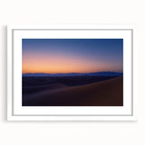 Framed desert landscape artwork with a white mat, showcasing vibrant colors and intricate details, perfect for home decor or office aesthetics. Ideal for nature lovers.