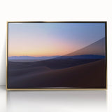 Framed acrylic artwork depicting a vibrant desert landscape, showcasing golden hues and intricate details, perfect for modern home decor and interior design.