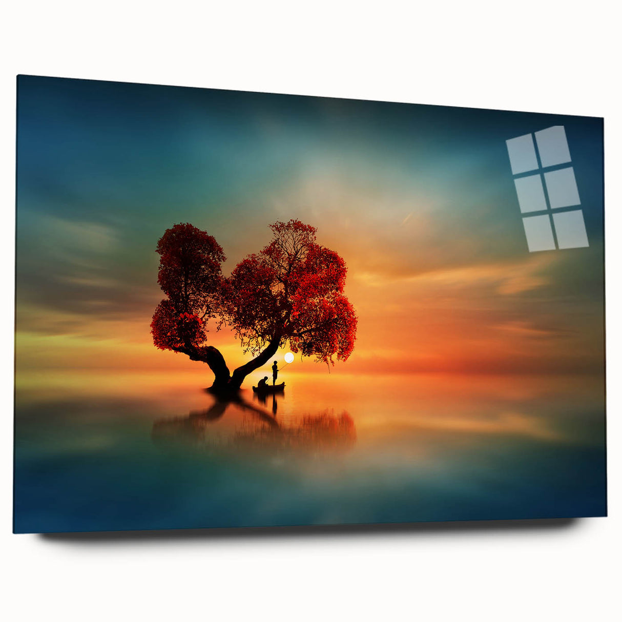Acrylic glass artwork showcasing a vibrant landscape of rolling fields, designed in a modern style, viewed from the side without pins, ideal for contemporary decor.