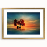 Framed landscape art print featuring vibrant fields and a gold mat, showcasing a picturesque front view, perfect for home decor or gallery displays.