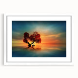 Framed landscape artwork featuring vibrant fields and a white mat, displayed from a front view, perfect for enhancing home decor with nature-inspired aesthetics.