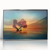 Framed acrylic artwork showcasing a colorful landscape with vibrant fields and clear skies, designed to enhance modern home decor with its eye-catching appeal.