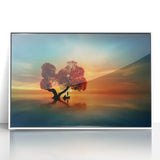 Framed acrylic artwork of a serene landscape featuring rolling fields under a blue sky, highlighted by a white frame for an elegant touch. Perfect for home decor.