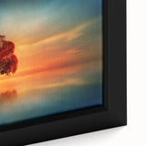 Framed canvas artwork showcasing vibrant green fields and a serene landscape, emphasizing natural beauty and tranquility. Ideal for home decor enthusiasts.