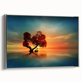 Framed canvas depicting serene landscape fields with silver accents, showcasing lush greenery and a tranquil sky, ideal for modern home decor.