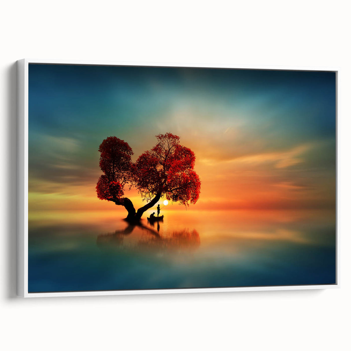 Framed canvas artwork showcasing a vibrant landscape of fields in rich greens and yellows, designed to add a touch of nature to home decor. Side view emphasizes the sleek white frame that complements modern interiors.