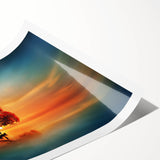 Vibrant rolled print showcasing a serene landscape of rolling fields under a clear blue sky, expertly crafted for wall decor and art enthusiasts, packed securely in a protective tube.