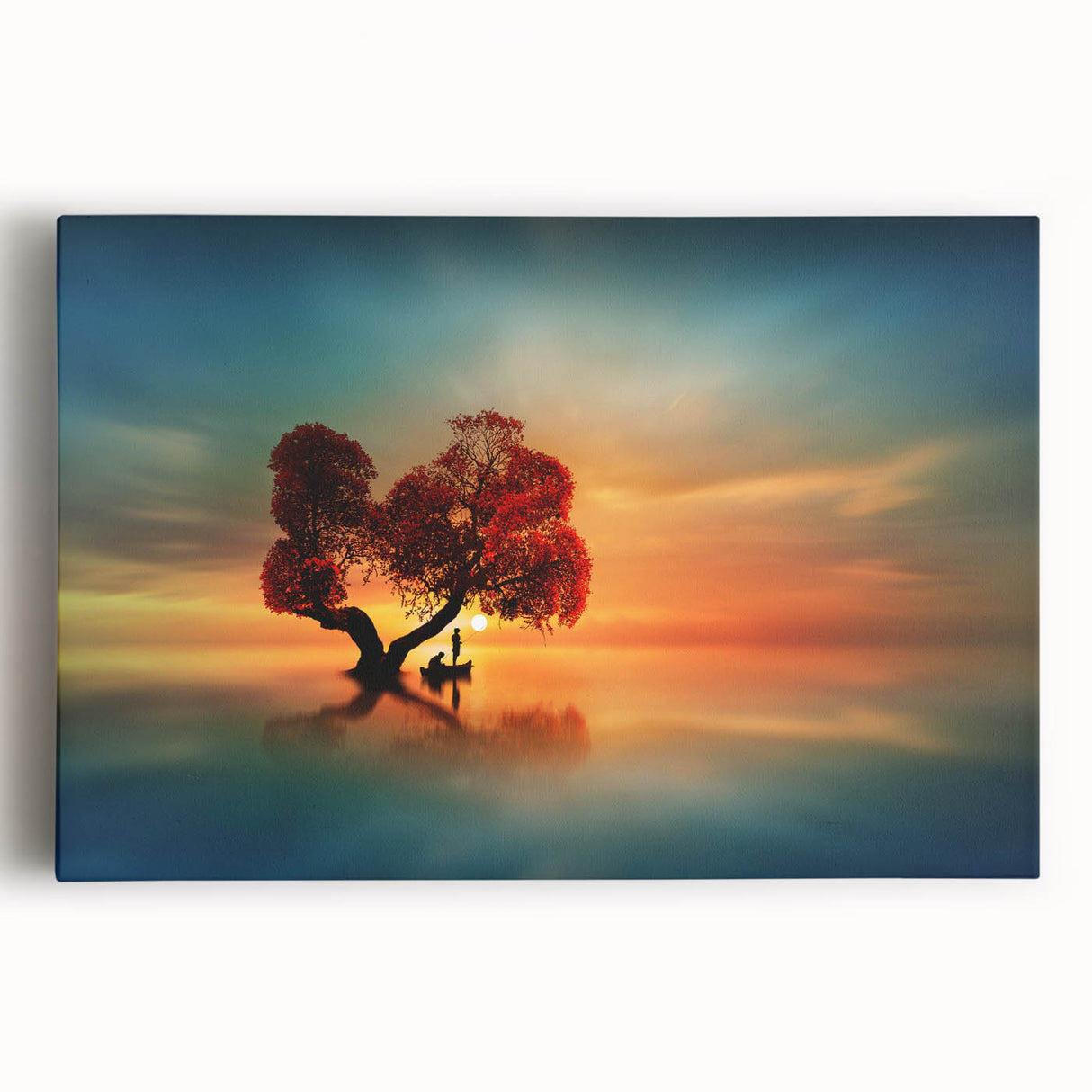 Vibrant stretched canvas artwork depicting rolling green landscapes under a clear blue sky, perfect for enhancing home decor and bringing nature indoors.