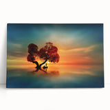Stretched canvas artwork depicting a serene landscape of lush green fields under a clear blue sky, perfect for modern home decor or office enhancement.