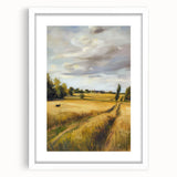 White-framed landscape artwork with a mat, showcasing a serene nature scene. Ideal for home decor, this print enhances any living space with tranquility.
