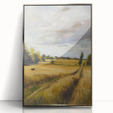 Framed acrylic landscape artwork with silver accents, showcasing vibrant colors and intricate details, perfect for enhancing modern home decor.