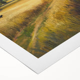 Rolled canvas showcasing vibrant African landscape artwork, featuring vivid colors and intricate patterns, securely packaged in a durable cardboard tube for safe delivery.