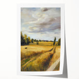 Vibrant rolled print showcasing a scenic landscape design with rich colors and intricate details, expertly packaged in a protective cardboard tube for durability.