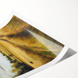 Rolled print showcasing a vibrant landscape design featuring lush greenery and a serene sky, expertly packaged in a protective cardboard tube for safe shipping. Ideal for home decor enthusiasts seeking nature-inspired artwork.