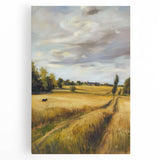 Stretched canvas artwork showcasing a vibrant landscape design with rich colors and intricate details, ideal for home decor and artistic expression.