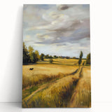 Stretched canvas artwork depicting a vibrant landscape design, showcasing rich colors and intricate details, ideal for home decor or office settings.