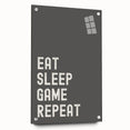 Eat Sleep Game Repeat Typography Art – Gamer Wall Decor